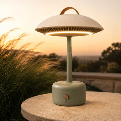 BreezeShade Patio Light & Fan in a styled home setting