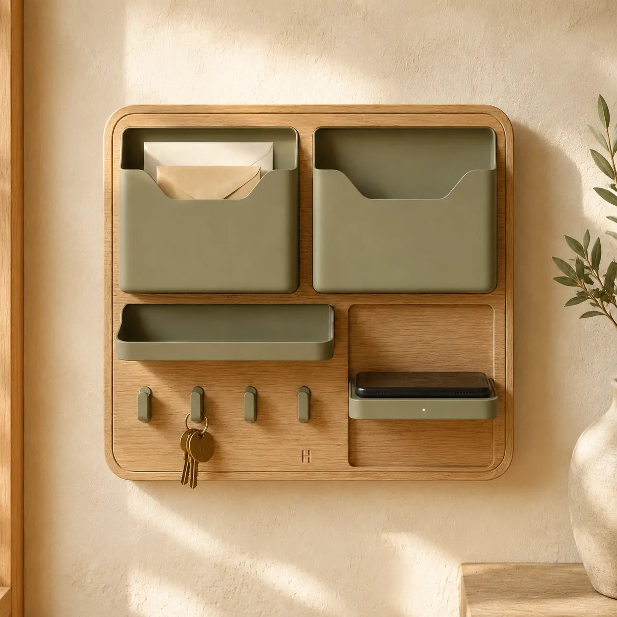 FlexNest Modular Entry Organizer in a styled home setting