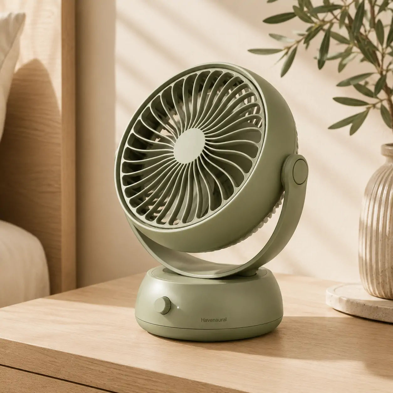 PatioHalo Table Fan in a styled home setting